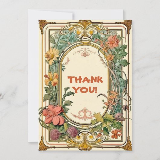 野ビクトリアン花結婚華美の サンキューカード (正面)