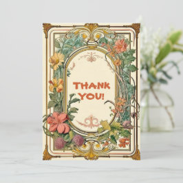 野ビクトリアン花結婚華美の サンキューカード