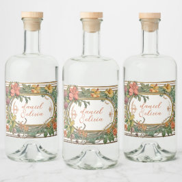 野ビクトリアン花結婚華美の リキュールボトルラベル