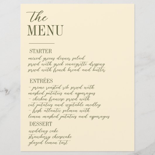 野ビクトリアン花華美縁ど結婚のメニュー (正面)