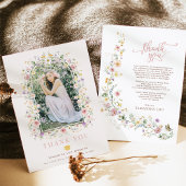 野フェミニン草牧草地卒業写真 サンキューカード