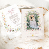 野フェミニン草牧草地卒業写真 サンキューカード