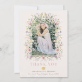 野フェミニン草牧草地卒業写真 サンキューカード (正面)