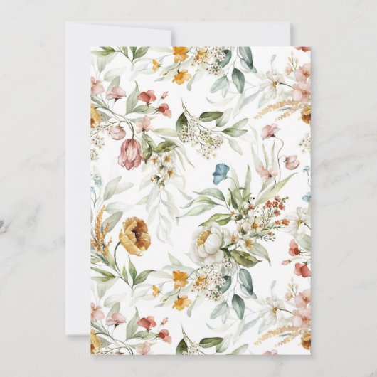 野ミニマル花モダン結婚の 招待状 (裏面)