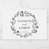 野ミニマル花 |リース結婚のワイン スパークリングワインラベル (シングルラベル)