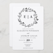 野ミニマル花 |リース結婚ズ 招待状 (正面/裏面)