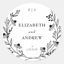 野ミニマル花 |リース結婚式の引き出物シール ラウンドシール