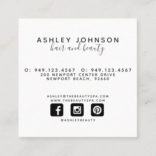 野モダンカラフル花の模様フェミニン スクエア名刺 (裏面)