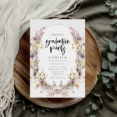 野モダン花はっきりした園卒業パーティー 招待状