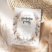 野モダン花はっきりした園卒業パーティー 招待状