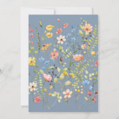 野モダン花エレガントダスティブルー結婚ズ 招待状 (裏面)