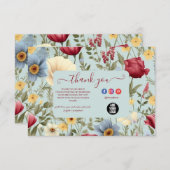 野モダン花エレガントフローラ サンキューカード (正面/裏面)