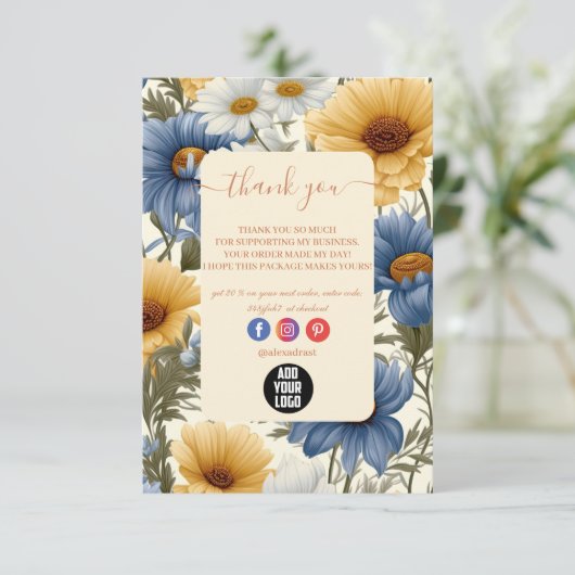 野モダン花エレガントフローラ サンキューカード (スタンド正面)