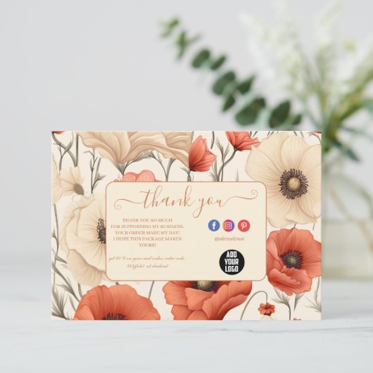 野モダン花エレガントフローラ サンキューカード (スタンド正面)