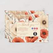 野モダン花エレガントフローラ サンキューカード (正面/裏面)