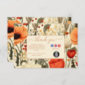 野モダン花エレガントフローラ サンキューカード (正面/裏面)