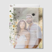 野モダン花エレガント卒業パーティー ベラム紙招待状 (オフセット (カップル))