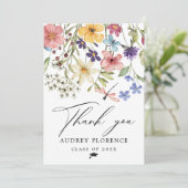 野モダン花フローラ写真卒業パーティー サンキューカード (スタンド正面)
