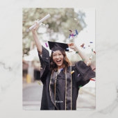 野モダン花フローラ写真卒業パーティー 箔招待状 (裏面)