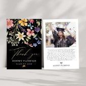 野モダン花フローラ写真卒業パーティー 箔招待状