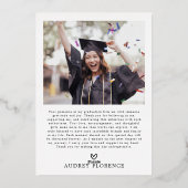 野モダン花フローラ写真卒業パーティー 箔招待状 (裏面)