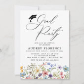 野モダン花フローラ卒業パーティー 招待状 (正面)