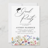 野モダン花フローラ卒業パーティー 招待状 (正面)