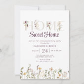 野モダン花引っ越し祝いパーティーパーティの招待状 招待状 (正面)