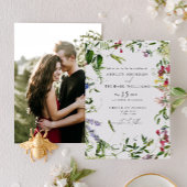 野モダン花植物写真結婚ズ 招待状