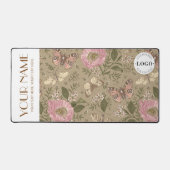 野モダン花植物茶色フローラモノグラム デスクマット (正面)