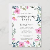 野モダン花素朴引っ越し祝いパーティーパーティー 招待状 (正面)