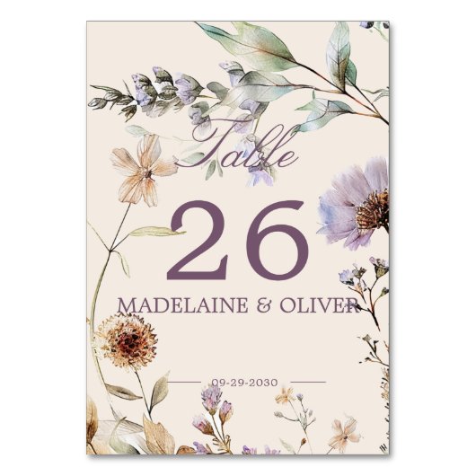 野モダン花結婚のエレガント脚本 テーブルナンバー (裏面)