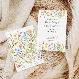 野モダン花結婚エレガント素朴の 招待状