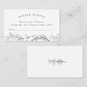 野モダン花赤ちゃんシャワーおむつラッフルチケット 名刺 (正面/裏面)