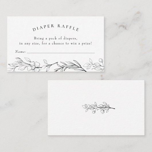 野モダン花赤ちゃんシャワーおむつラッフルチケット 名刺 (正面/裏面)
