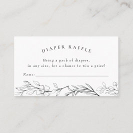 野モダン花赤ちゃんシャワーおむつラッフルチケット 名刺
