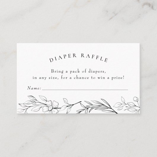 野モダン花赤ちゃんシャワーおむつラッフルチケット 名刺 (正面)