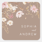 野モダン花 |植物学庭園の結婚式 スクエアシール (正面)
