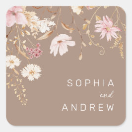 野モダン花 |植物学庭園の結婚式 スクエアシール