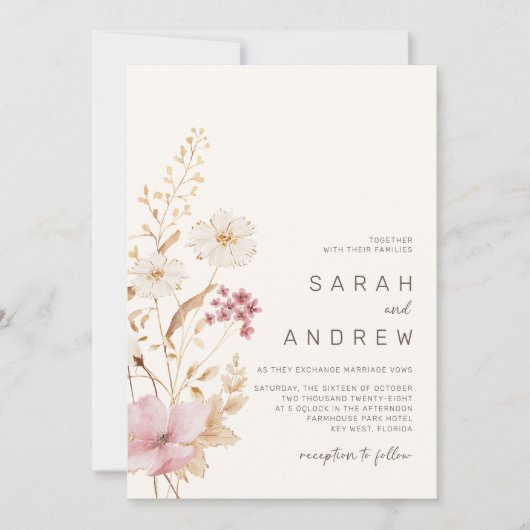 野モダン花 |植物学庭園の結婚式 招待状 (正面)