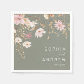 野モダン花 | Sage Green庭園の結婚式 スタンダードカクテルナプキン (正面)