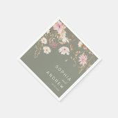 野モダン花 | Sage Green庭園の結婚式 スタンダードカクテルナプキン (角)