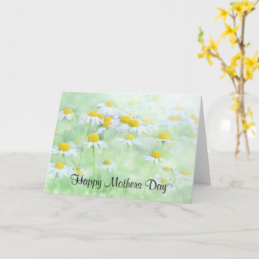 野原かわいらし写真母の日のデイジー カード (黄色い花)
