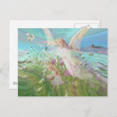 野原で花を集める子供。 ポストカード (正面/裏面)