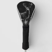 野原と木で囲まれた〔雄ジカの〕枝角を持つ鹿 ゴルフヘッドカバー (正面)