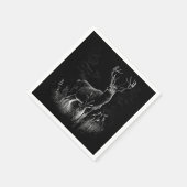 野原と木で囲まれた〔雄ジカの〕枝角を持つ鹿 スタンダードカクテルナプキン (角)