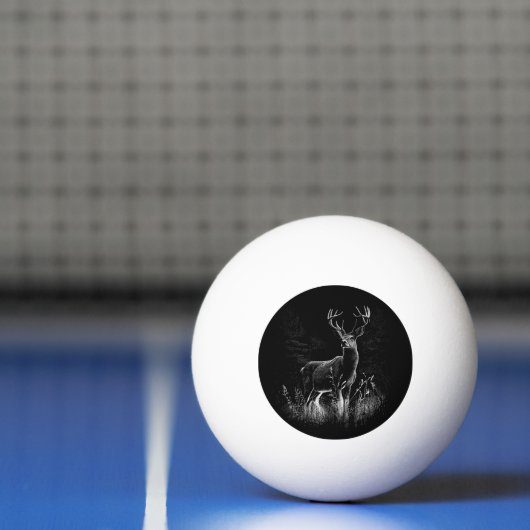 野原と木で囲まれた〔雄ジカの〕枝角を持つ鹿 卓球ボール (ネット)