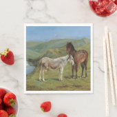 野原にライトグレーウマ科のの馬（家畜） スタンダードランチョンナプキン (インサイチュ)