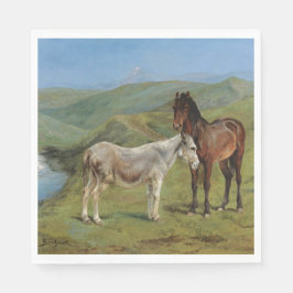 野原にライトグレーウマ科のの馬（家畜） スタンダードランチョンナプキン