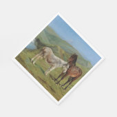 野原にライトグレーウマ科のの馬（家畜） スタンダードランチョンナプキン (角)